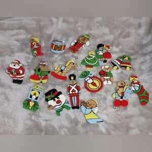 Vintage wooden hand painted both sides ornaments